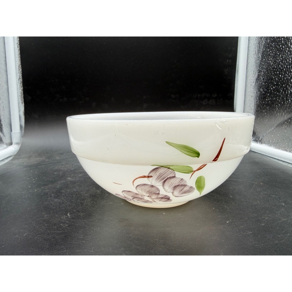 Vintage Fire-King Hand Painted Fruit Milk Glass Mixing‎ Bowl USA Made